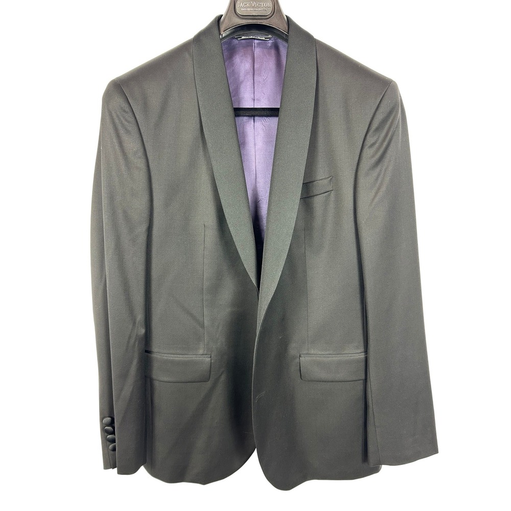 Ing. Loro Piana Super 170s Wool Shawl‎ Lapel Tuxedo Jacket Black 42R